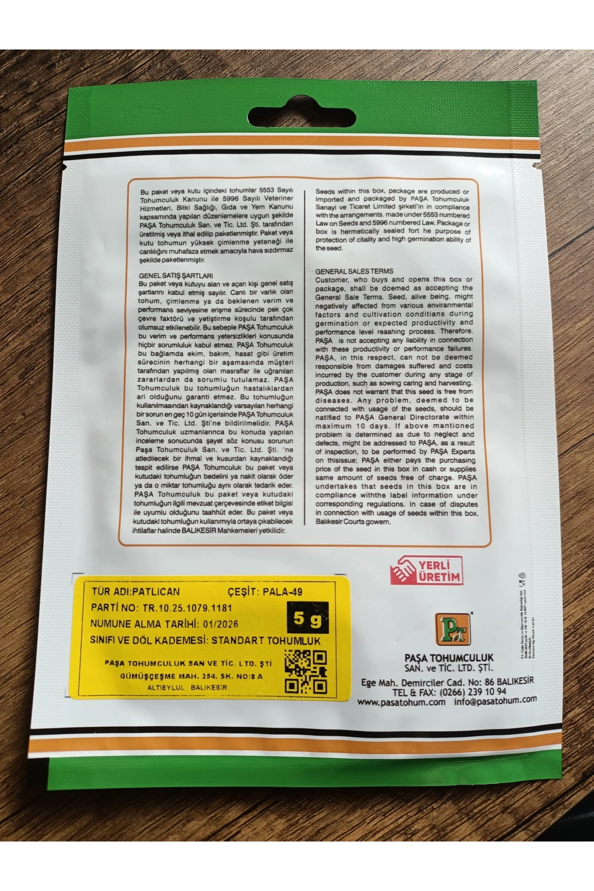 Paşa Tohumculuk Patlıcan Tohumu Pala-49 5gr