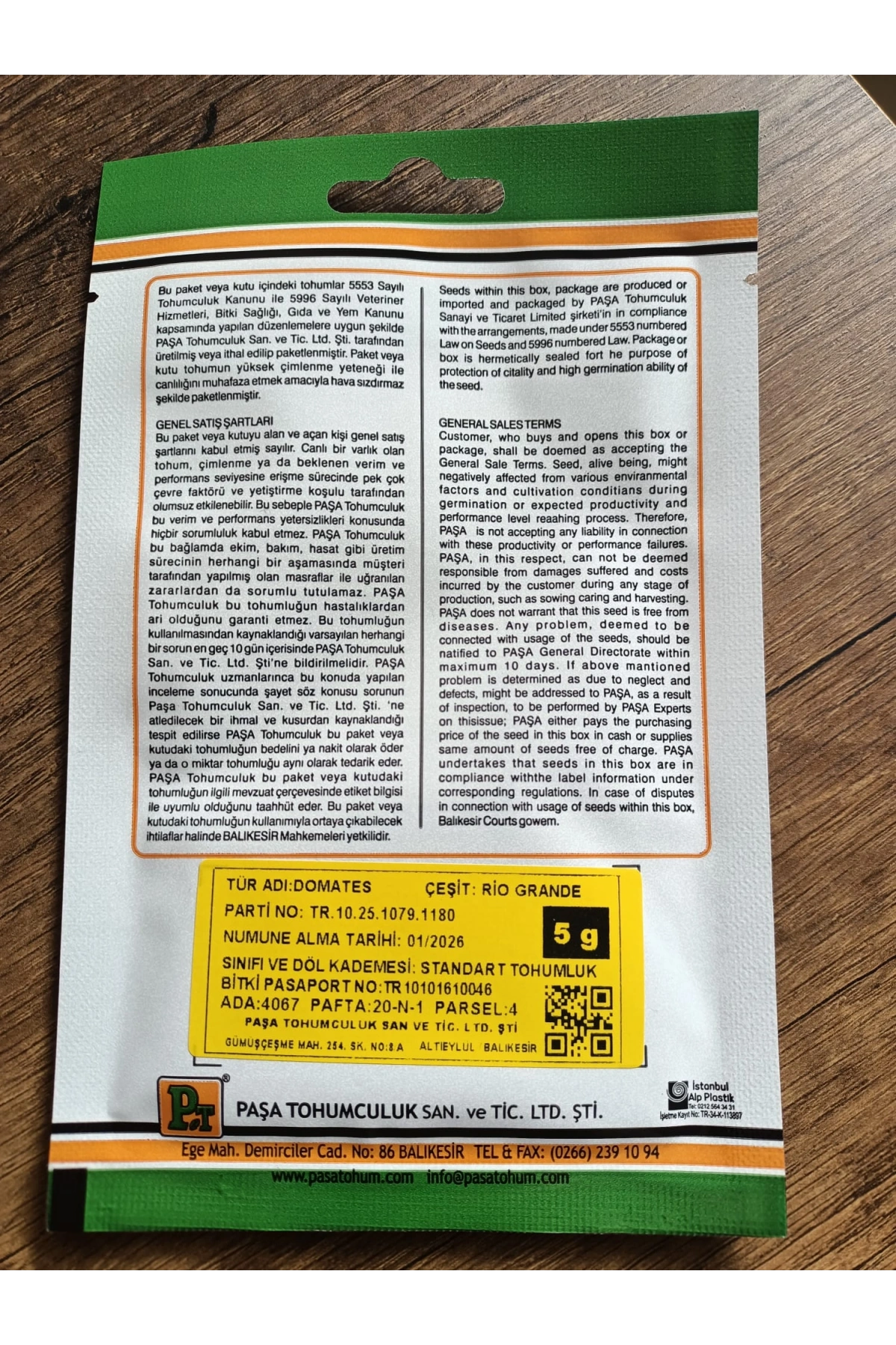 Paşa Tohumculuk Domates Tohumu Rio Grande 5gr