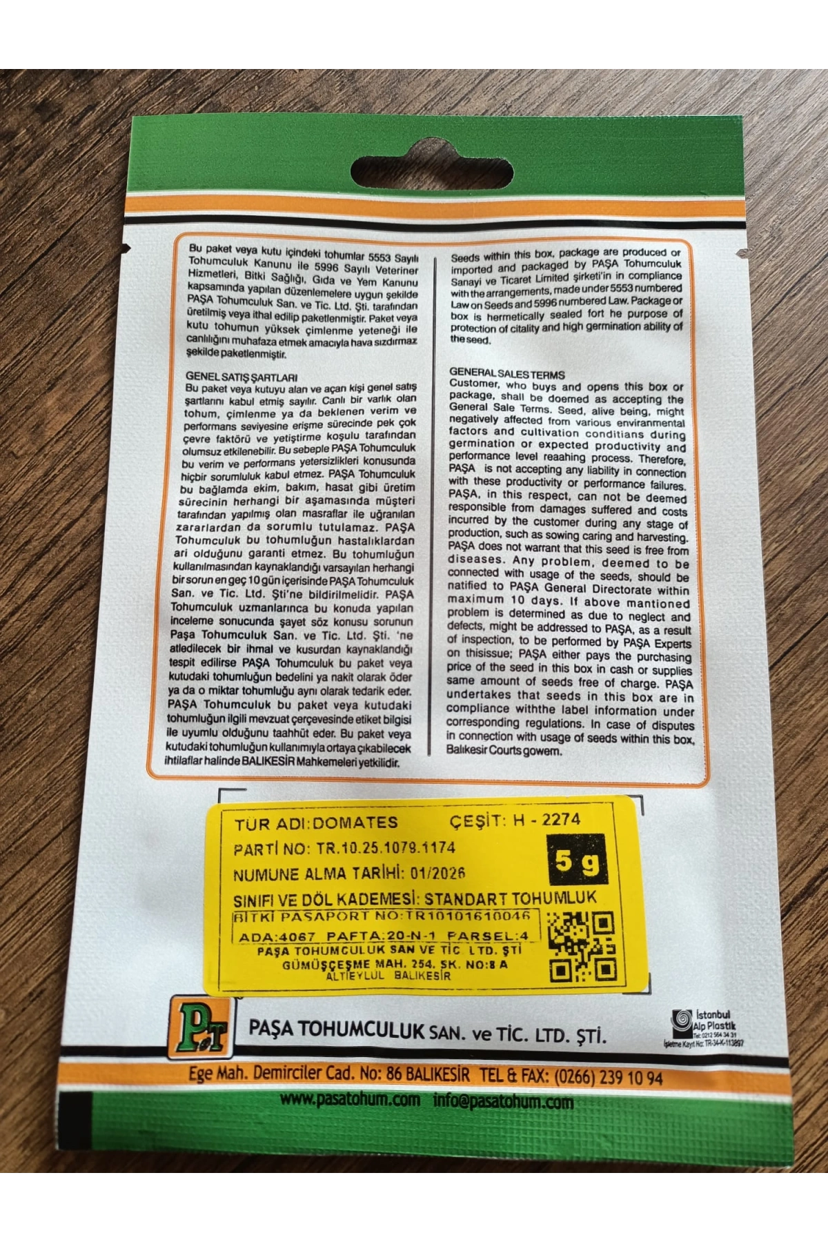 Paşa Tohumculuk Domates Tohumu H-2274 5gr