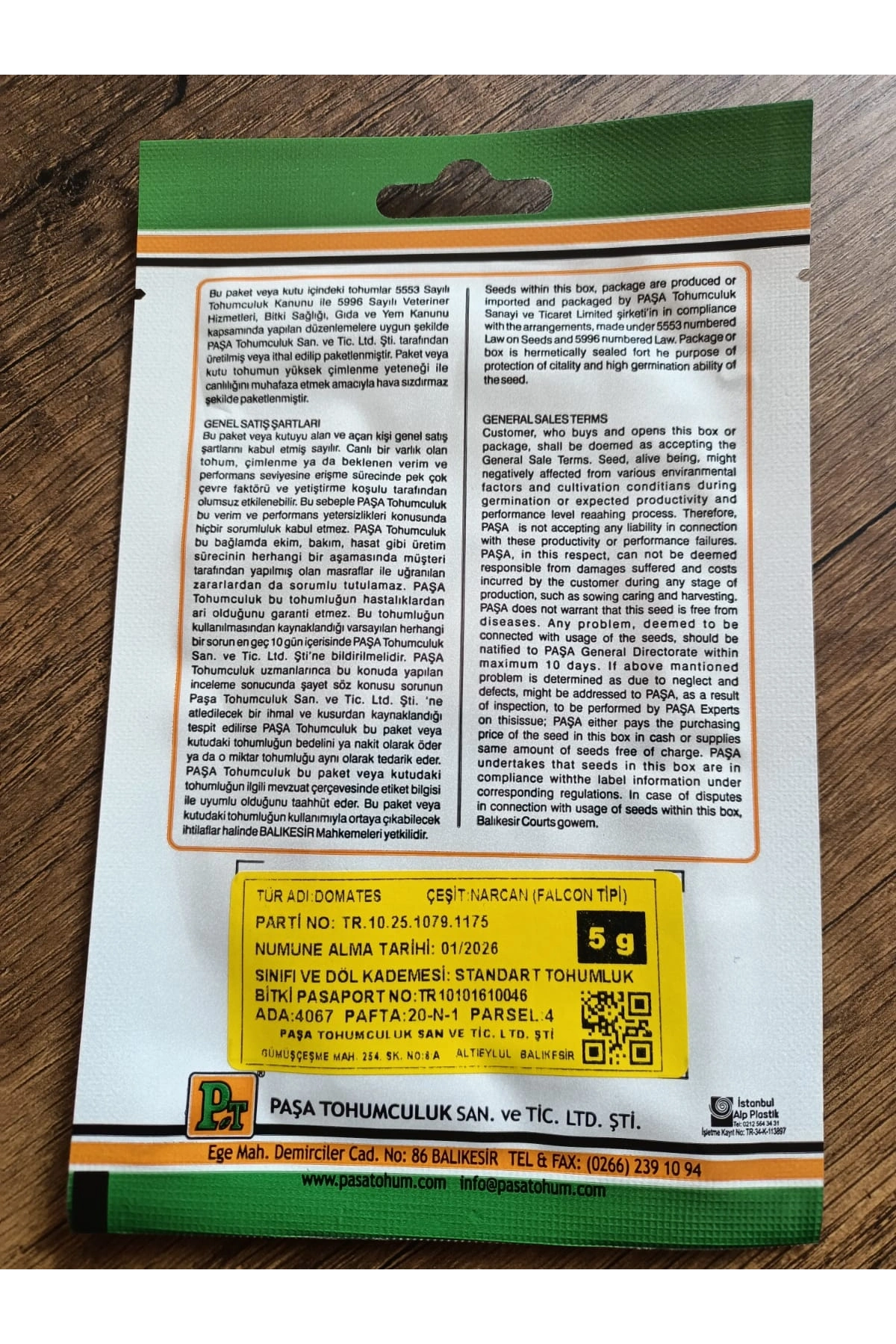 Paşa Tohumculuk Domates Tohumu Narcan-8 5gr