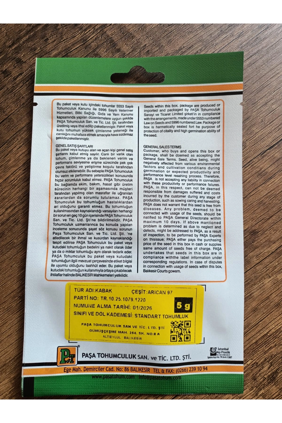 Paşa Tohumculuk Kabak Tohumu Arıca-97 5gr