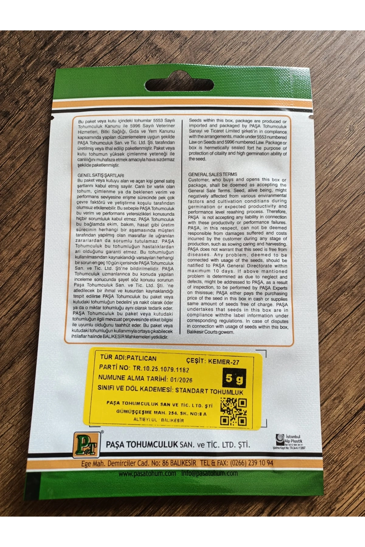 Paşa Tohumculuk Patlıcan Tohumu Kemer-27 5 gr