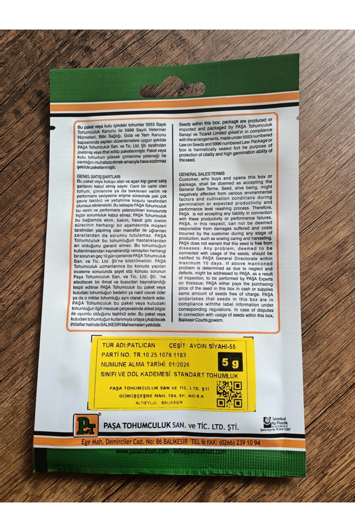 Paşa Tohumculuk Patlıcan Tohumu Aydın Siyahi-55 5gr