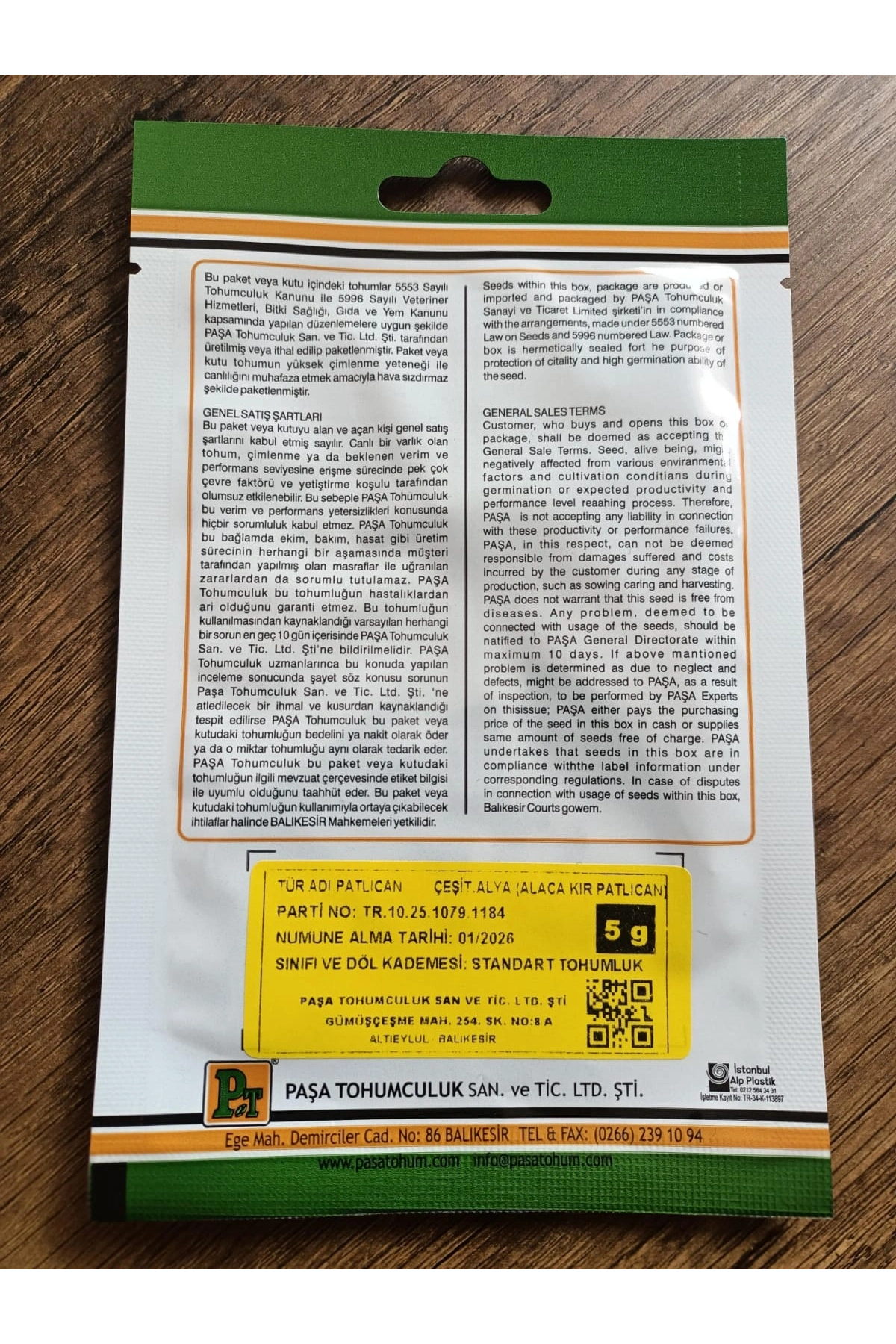 Paşa Tohumculuk Patlıcan Tohumu Alya 5 gr