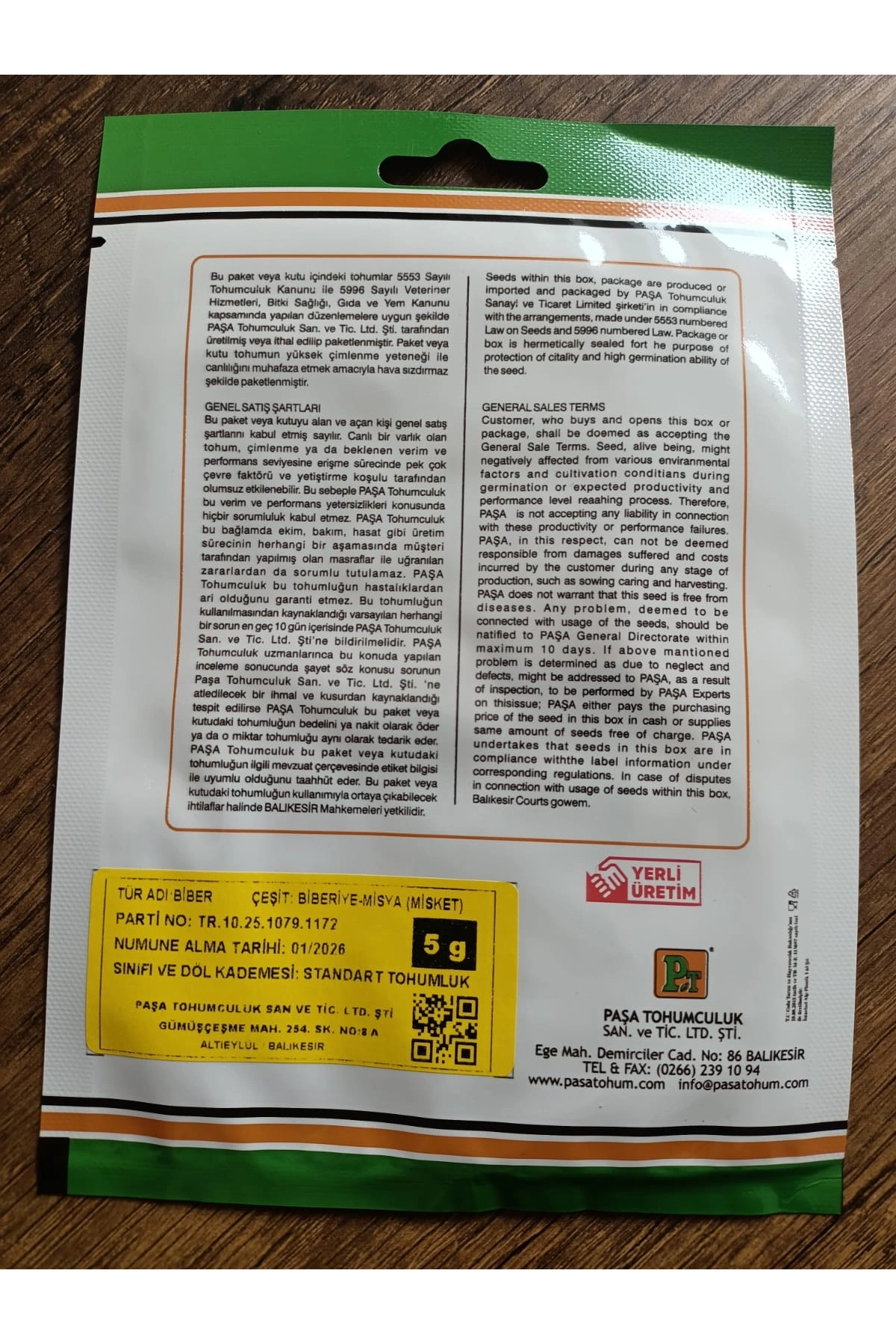 Paşa Tohumculuk Biber Tohumu Misya(Biberiye) 5gr