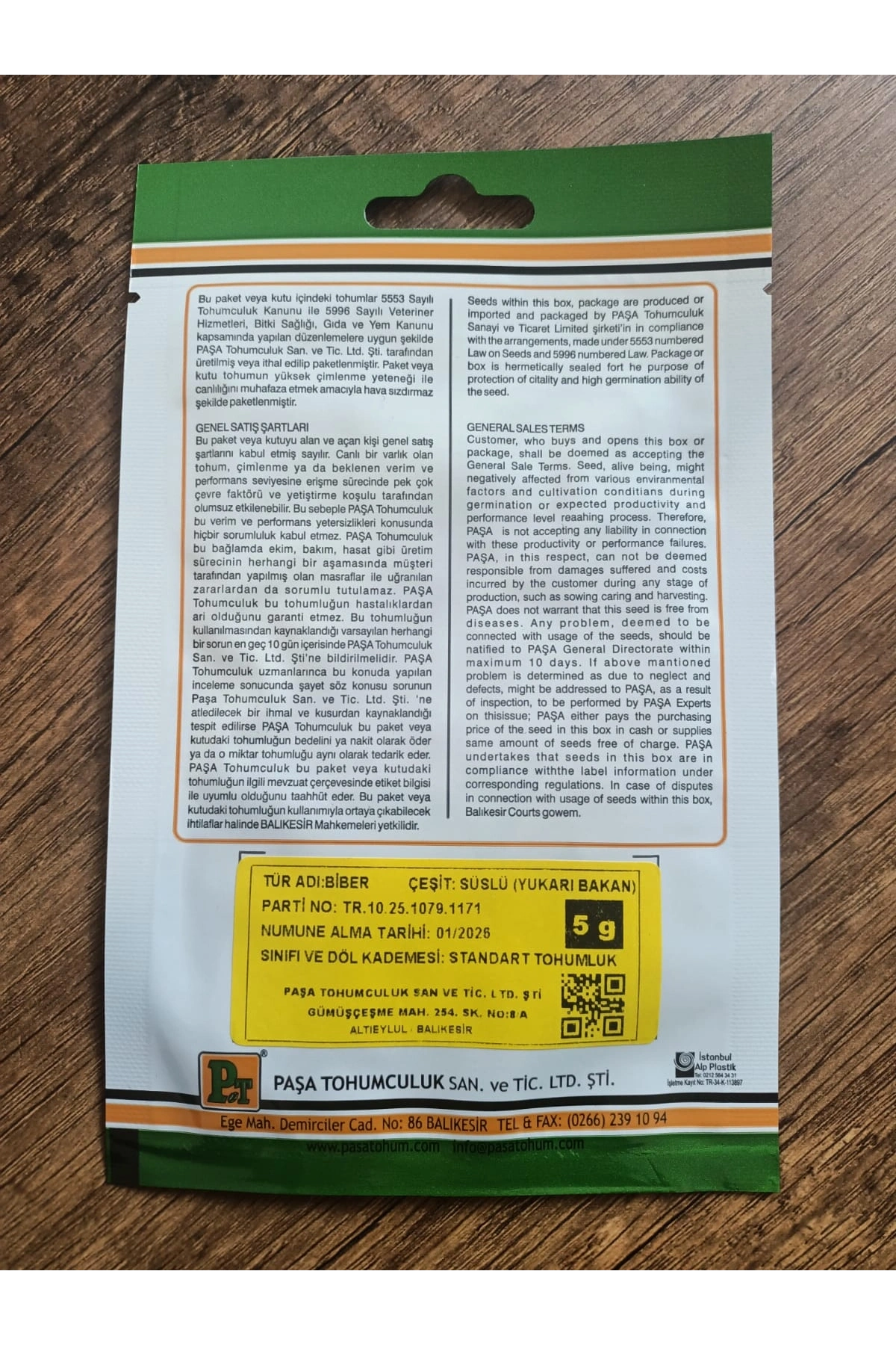 Paşa Tohumculuk Biber Tohumu Süslü 5 gr