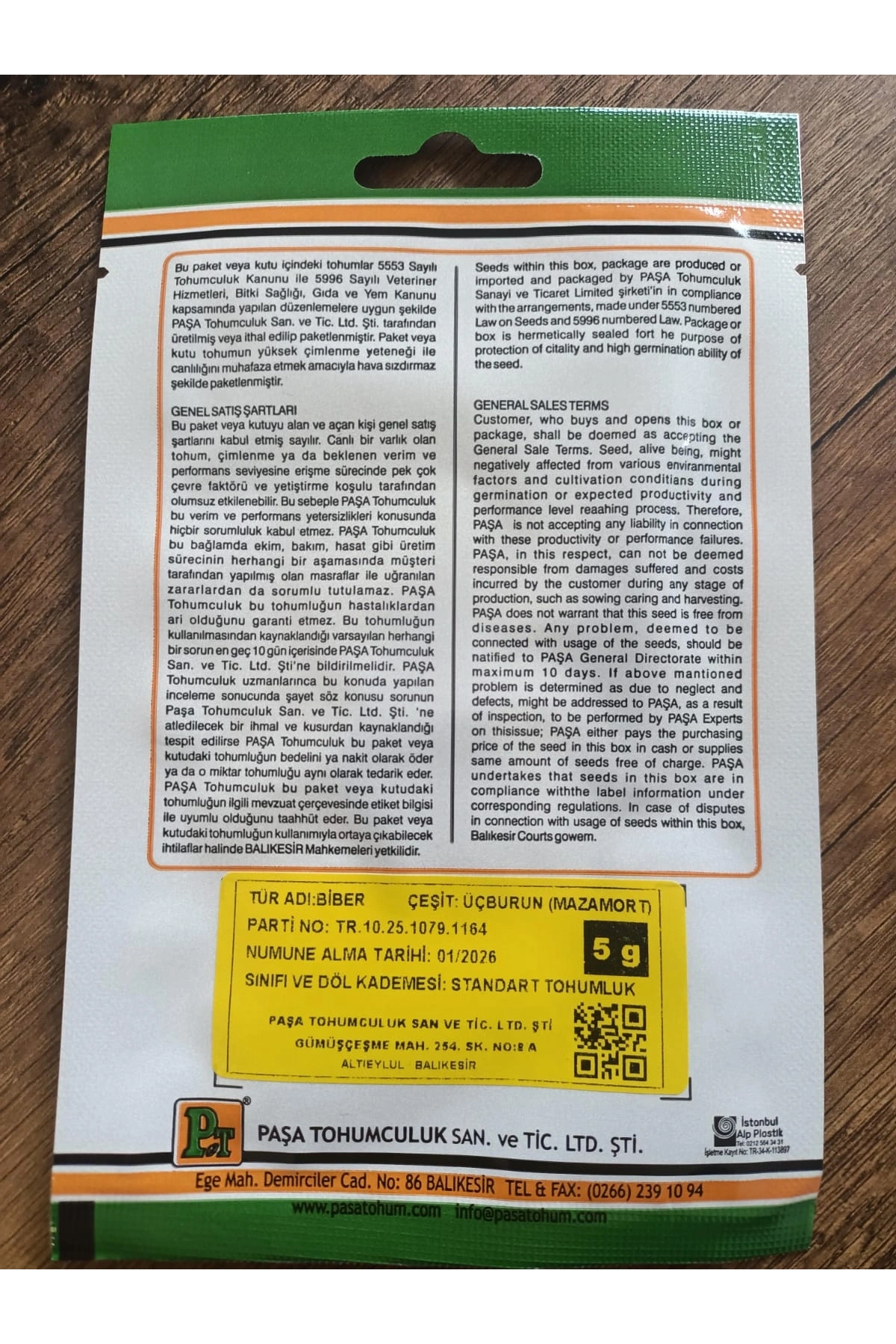 Paşa Tohumculuk Biber Tohumu Mazamort ( Üçburun) 5 gr