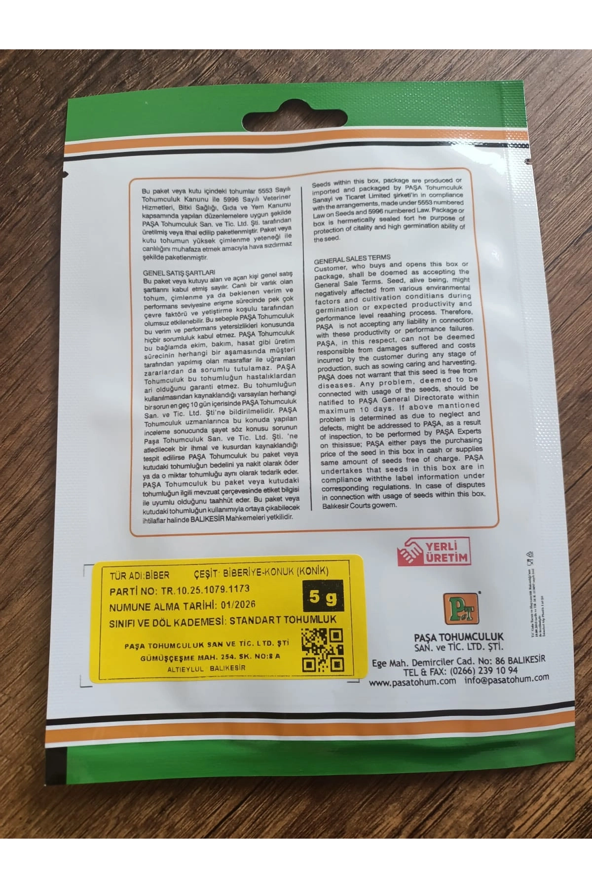 Paşa Tohumculuk Biber Tohumu Konuk (Biberiye) 5 gr