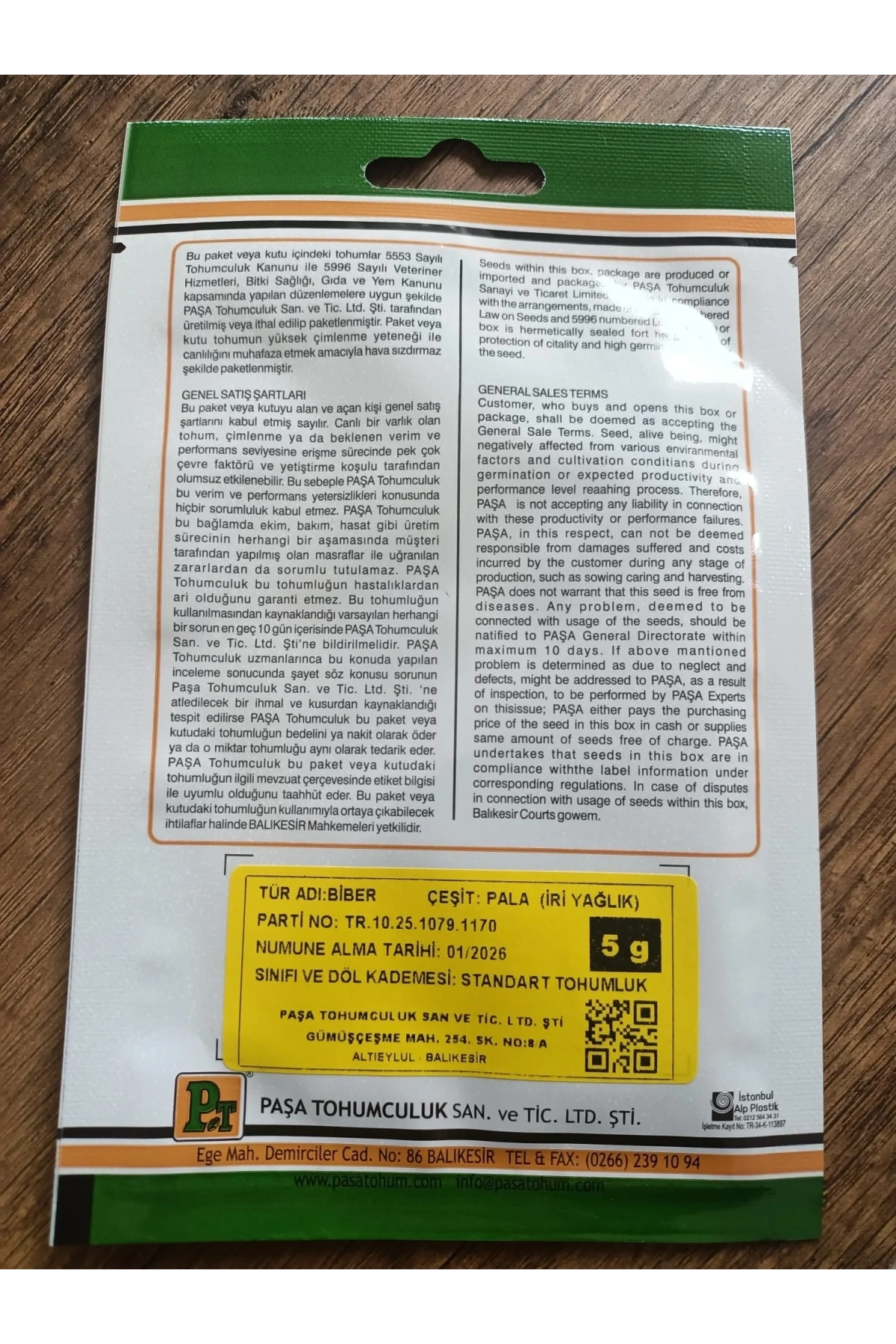 Paşa Tohumculuk Pala İri Közlemelik 5 gr