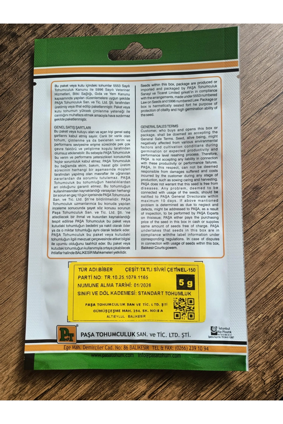 Paşa Tohumculuk Biber Tohumu Çetinel 5 gr