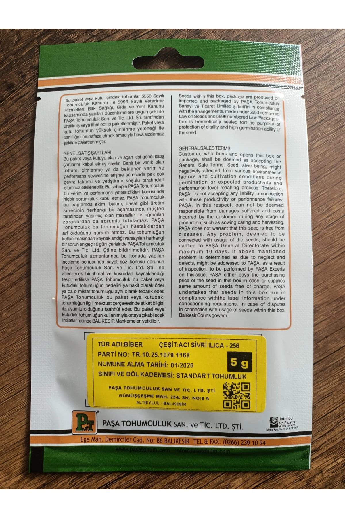 Paşa Tohumculuk Biber Ilıca Acı Sivri 5 gr