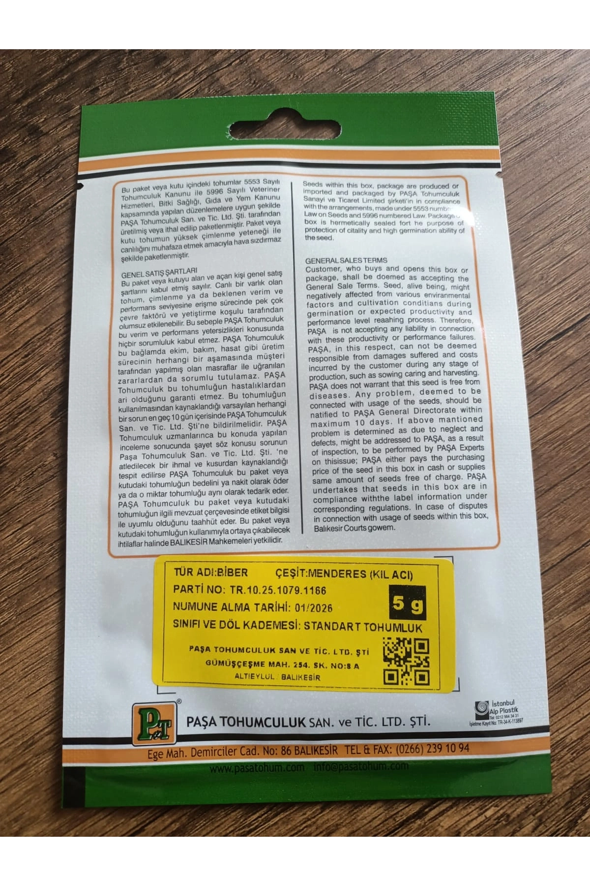 Paşa Tohumculuk Biber Tohumu Menderes Kıl Acı 5 gr