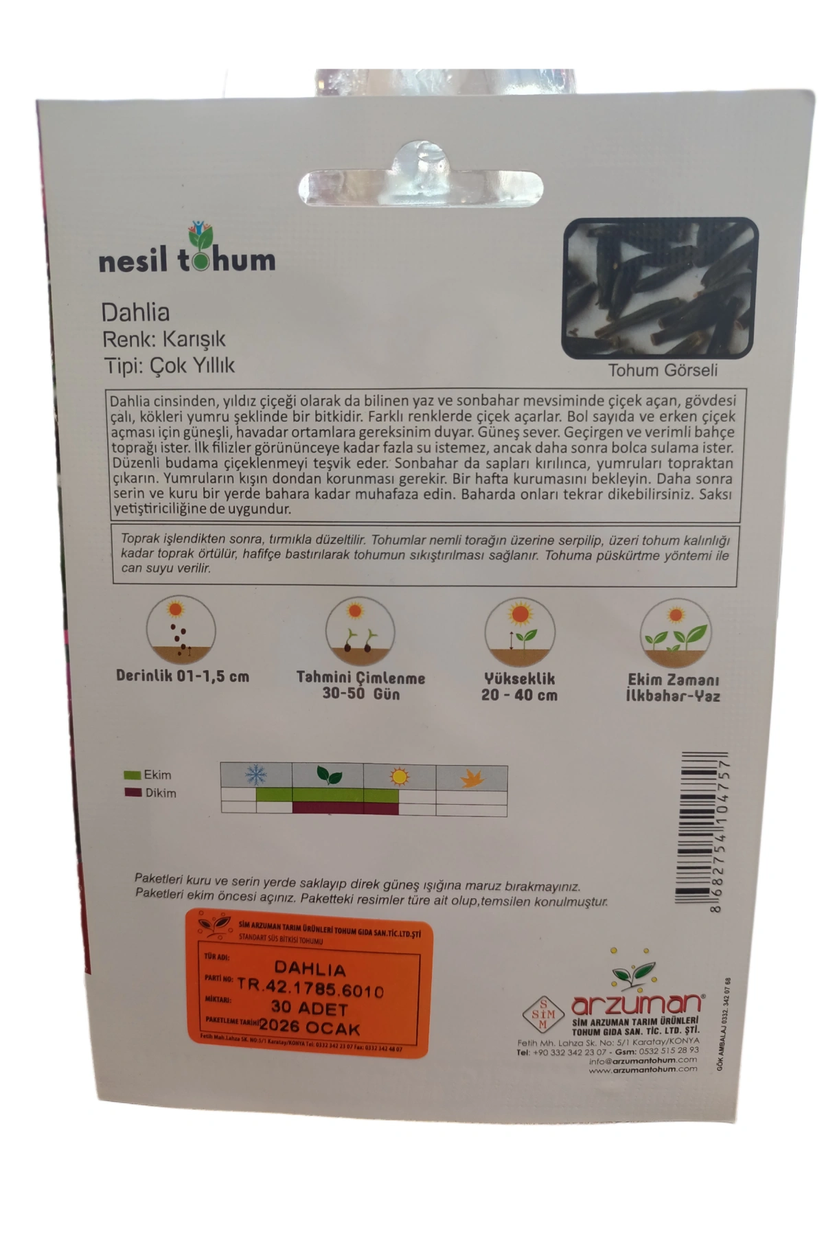 Nesil Tohum Dahlia-Yıldız Çiçeği Tohumu 30 Adet