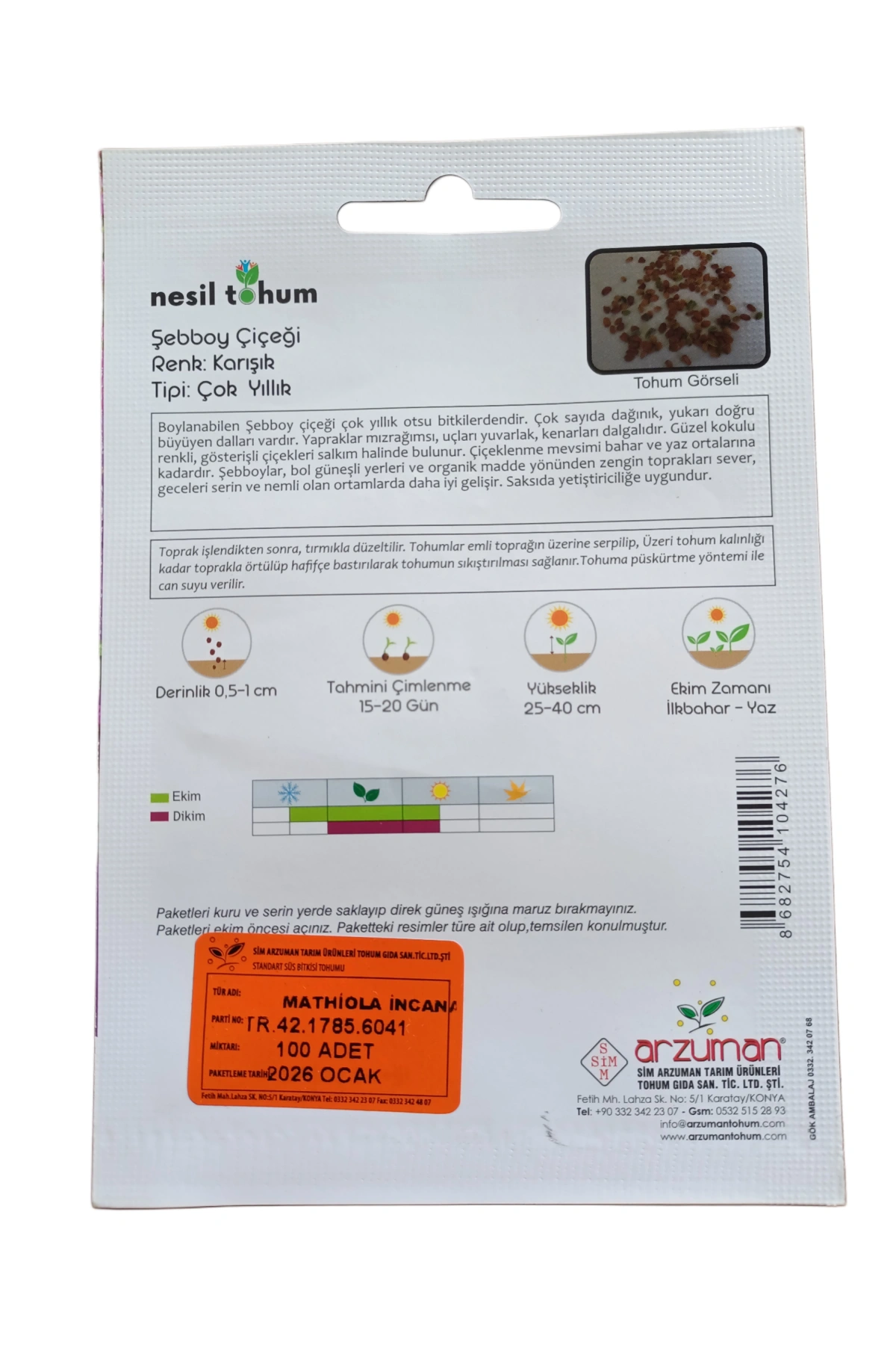 Nesil Tohum Şebboy Çiçeği Tohumu 100 Adet