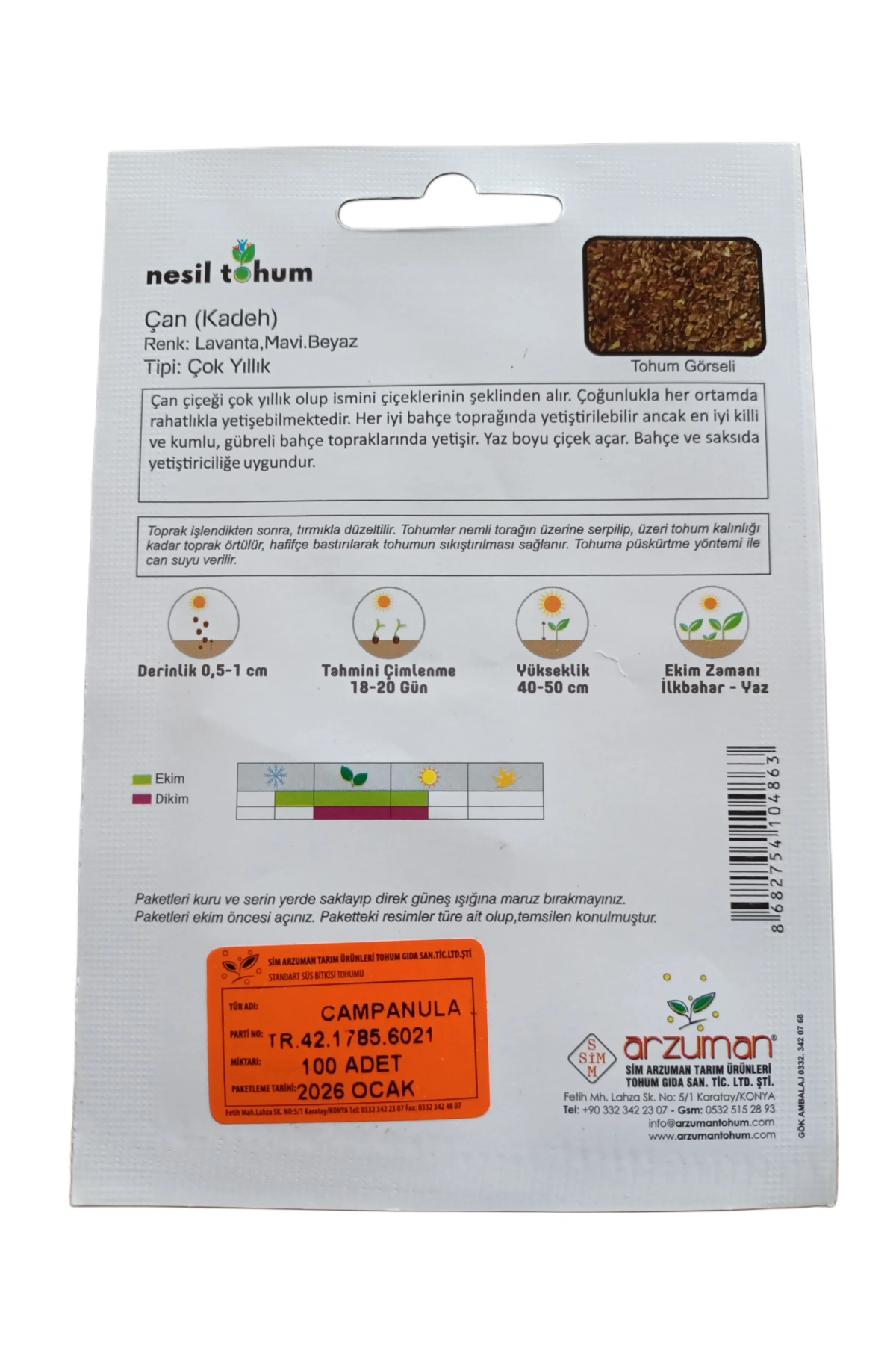 Nesil Tohum Kadeh/Çan Çiçeği Tohumu 100 Adet