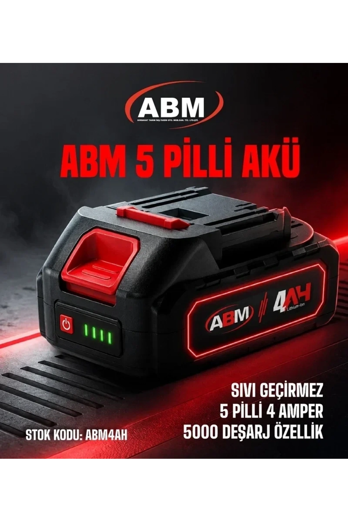 ABM Batarya 5 Pilli Su Geçirmez 4Amper