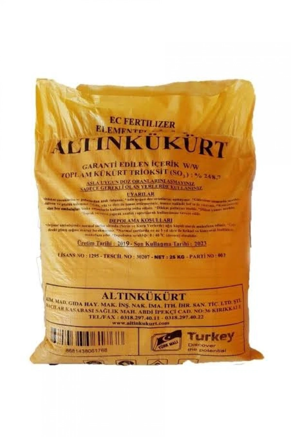 Altınkükürt Toprak PH Düzenleyici 25kg