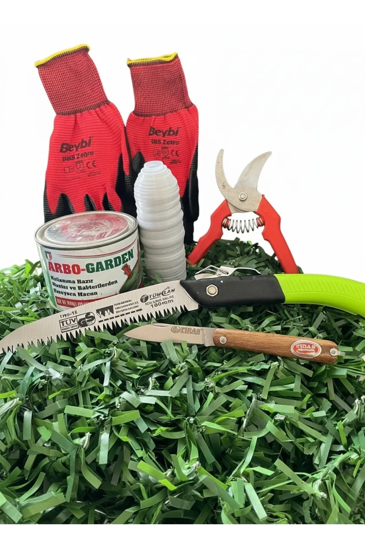 Bitki Aşılama Seti 6 Parça- Aşılama Bağı 25m+ Macunu 500gr+ Çakısı+ Budama Testeresi+ Budama Makası+ Eldiven 10