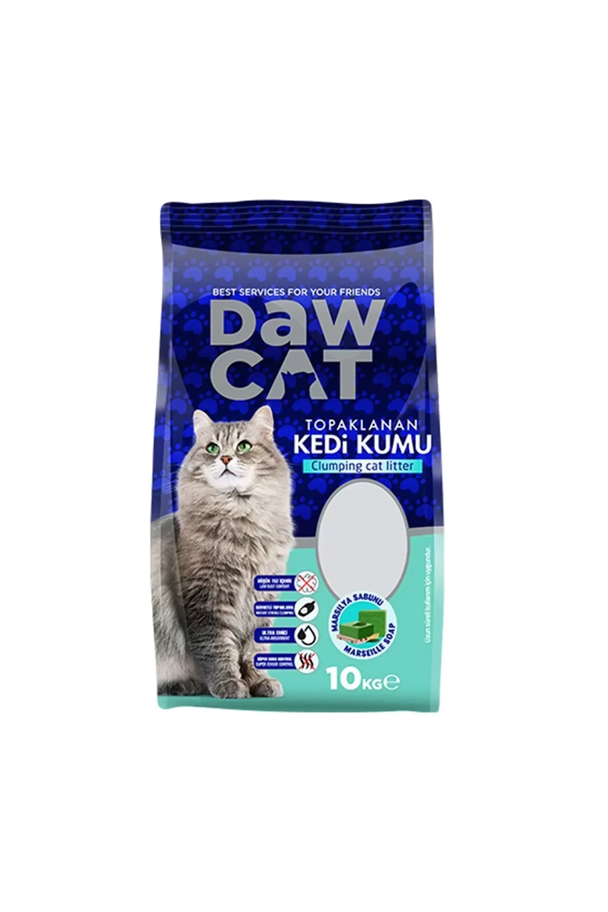 Dawcat 10Lt Bentonit Kedi Kumu Marsilya Sabun Kokulu