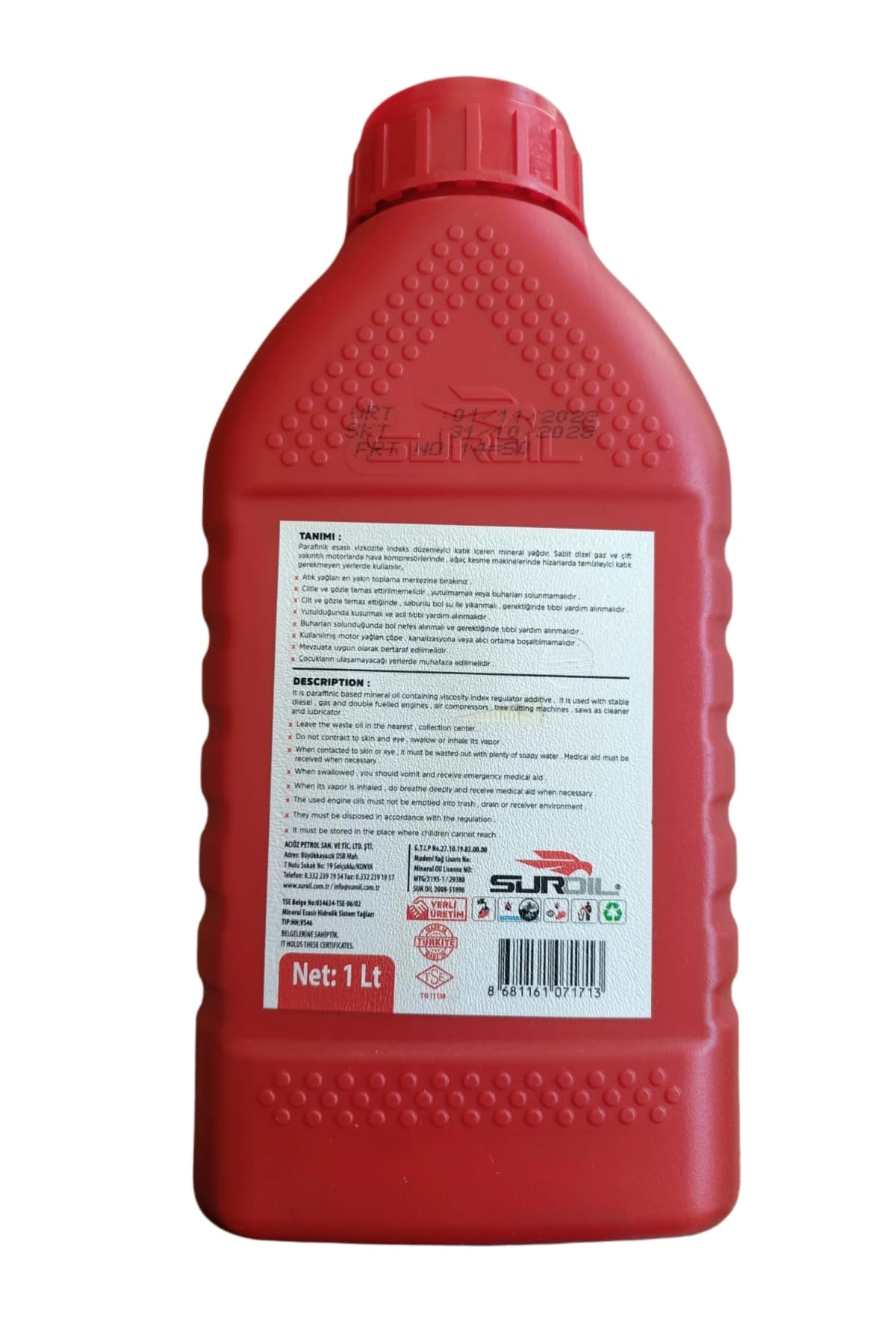 SUROIL SAE OIL 30 NUMARA YAĞ 1LT