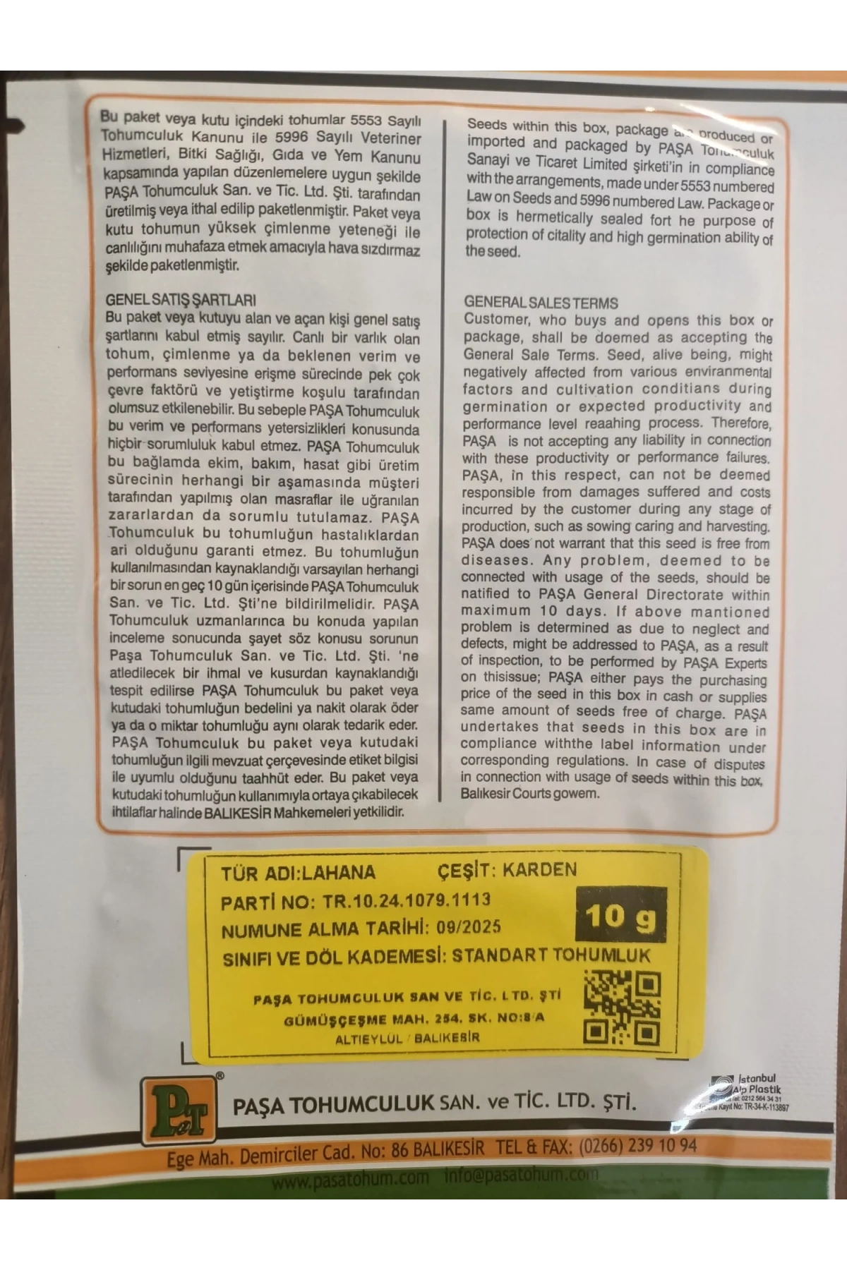 Yaprak Lahana Tohumu (Karden) 10 gr