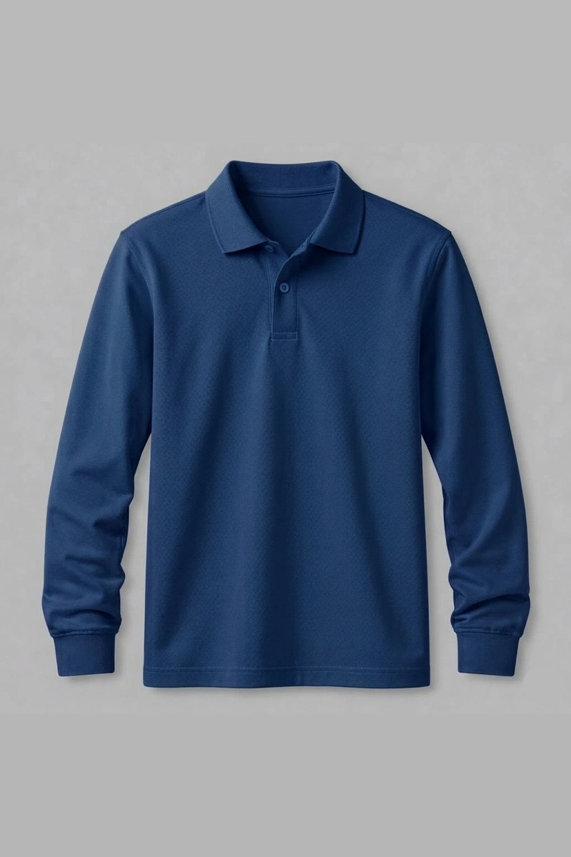Lacivert Uzun Kollu Polo Yaka Tişört