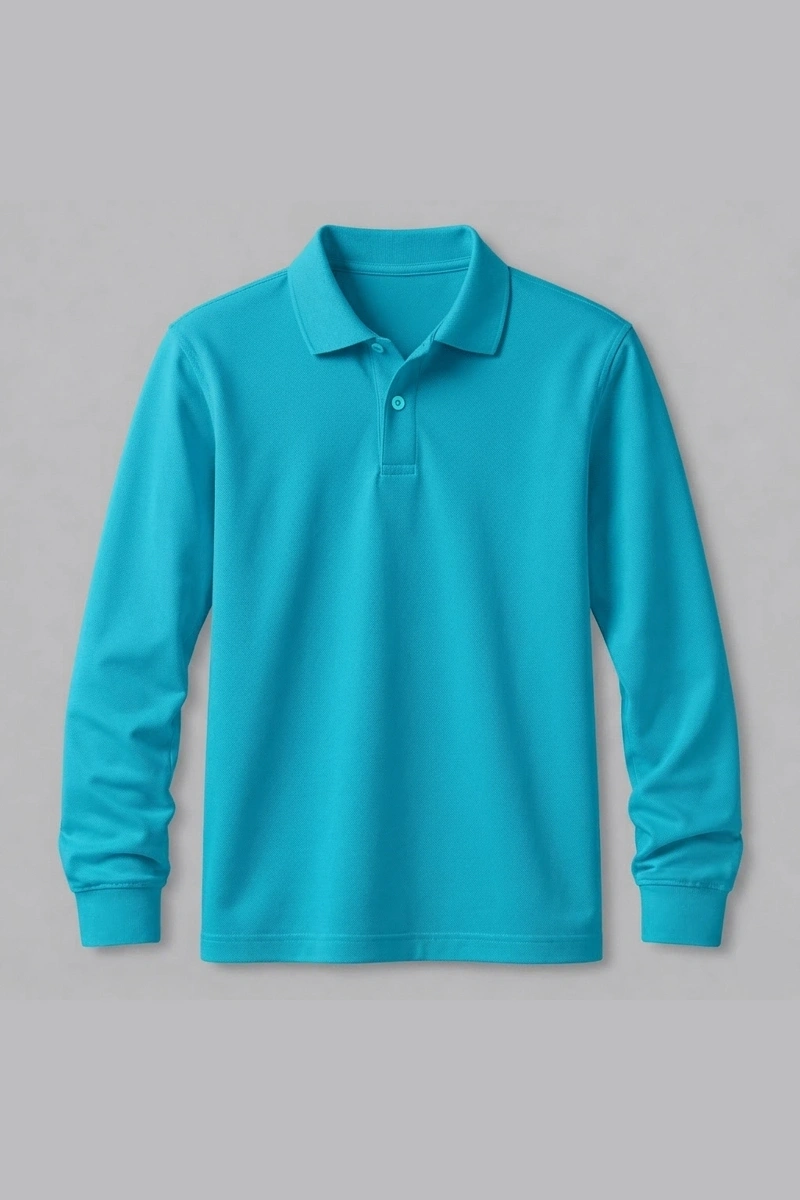 Turkuaz Uzun Kollu Polo Yaka Tişört
