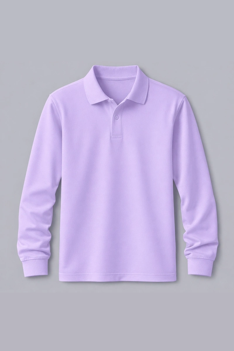 Lila Uzun Kollu Polo Yaka Tişört