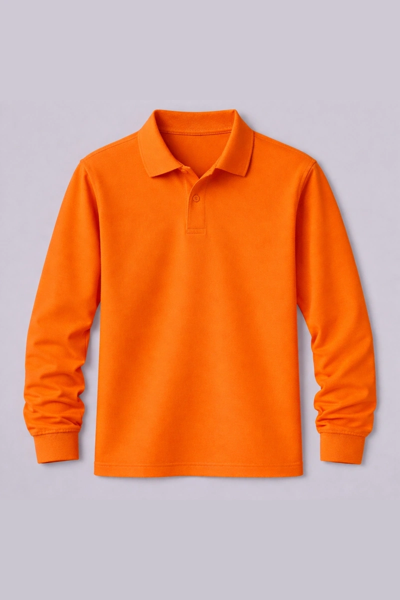 Turuncu Uzun Kollu Polo Yaka Tişört