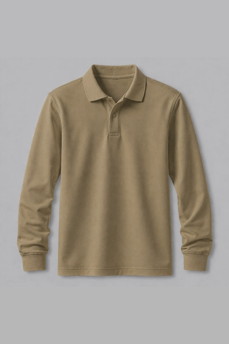 Haki Uzun Kollu Polo Yaka Tişört