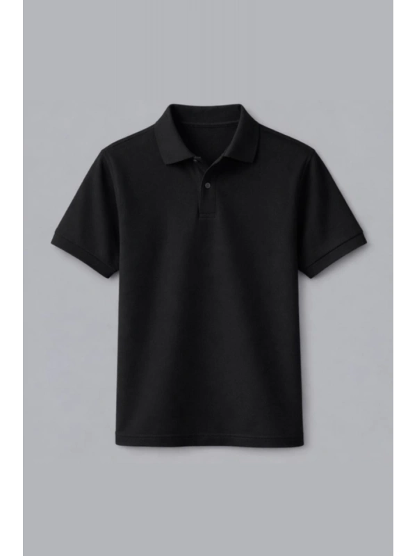 Siyah Kısa Kollu Polo Yaka Tişört