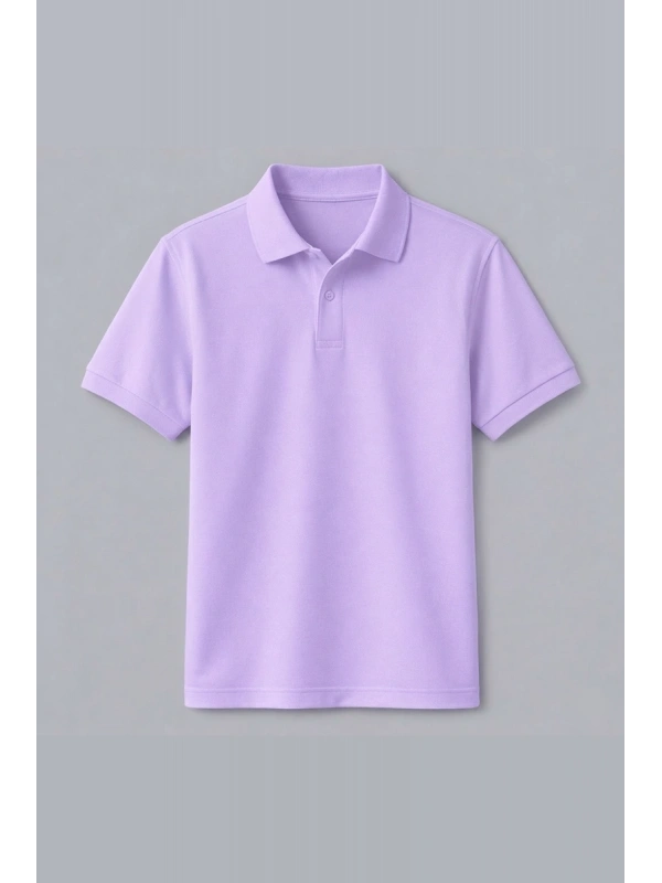 Lila Kısa Kollu Polo Yaka Tişört