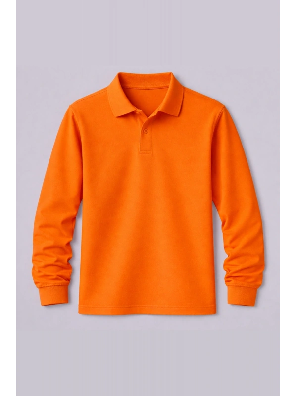 Turuncu Uzun Kollu Polo Yaka Tişört