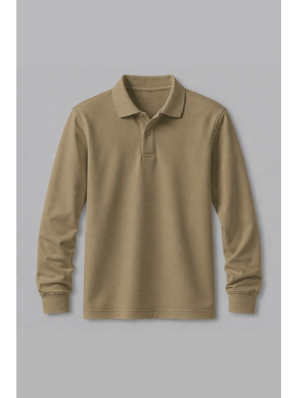 Haki Uzun Kollu Polo Yaka Tişört