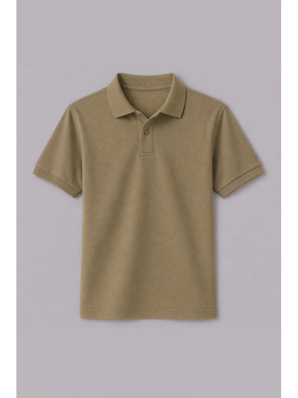 Haki Kısa Kollu Polo Yaka Tişört