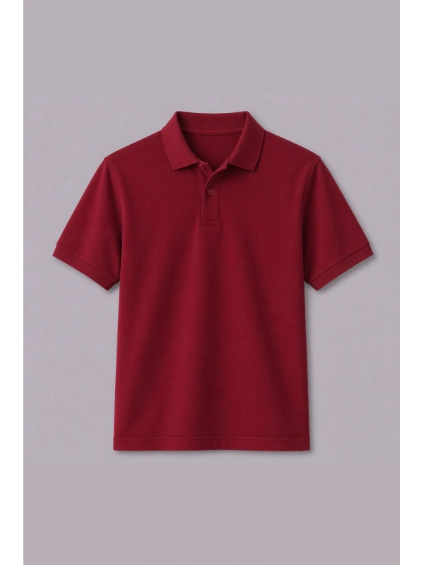 Bordo Kısa Kollu Polo Yaka Tişört