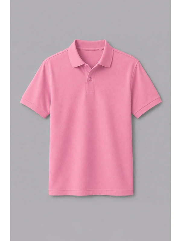 Pembe Kısa Kollu Polo Yaka Tişört