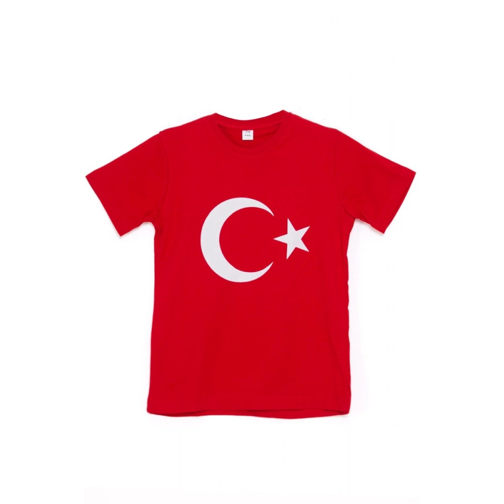Ayyıldız Baskılı Kırmızı Kısa Kol Tişört