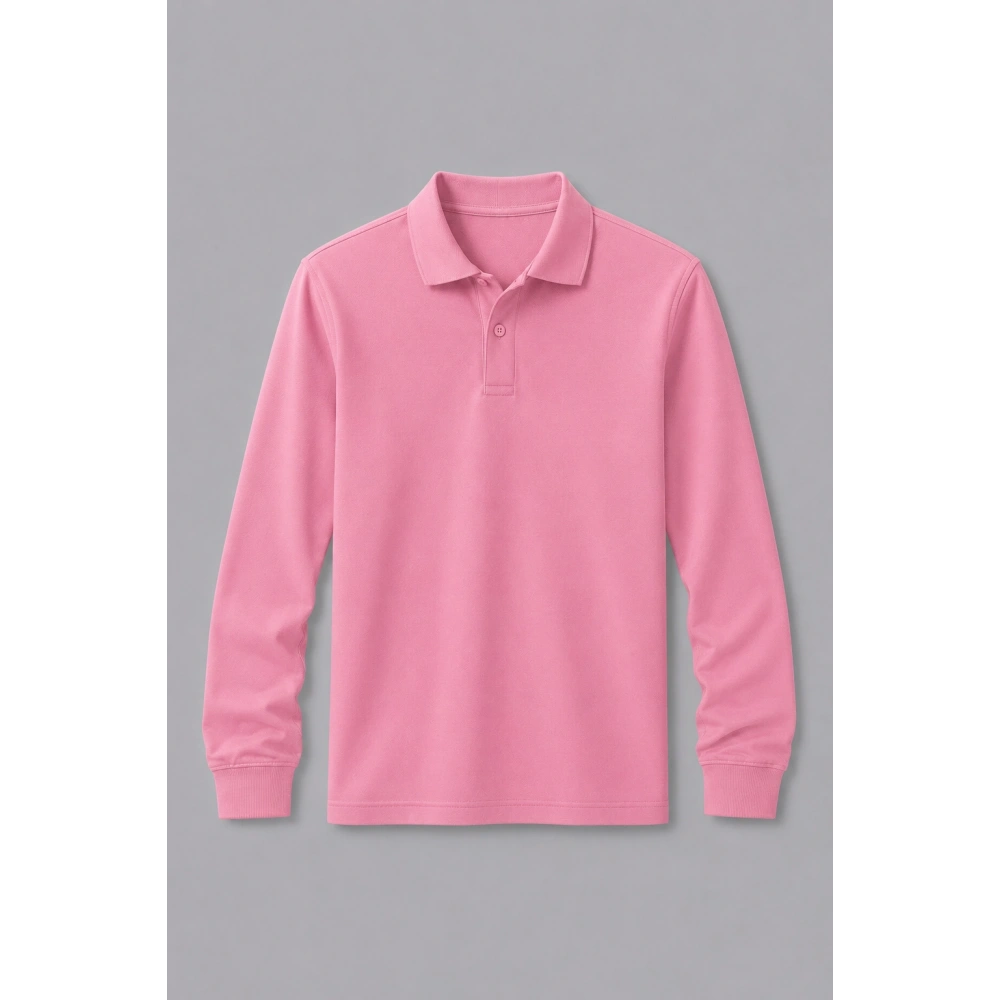 Pembe Uzun Kollu Polo Yaka Tişört