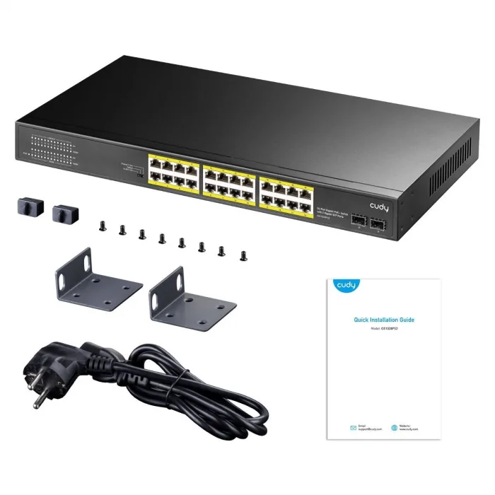 Cudy GS1028PS2 2 Port Sfp, Vlan, Cctv, 24 Port Gigabit 300W Poe+ Metal Switch