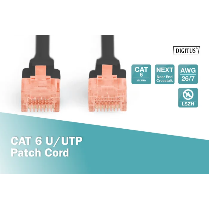 Digitus CAT 6 U/UTP LSZH Patch Cord Kablo - 10 Metre, Siyah