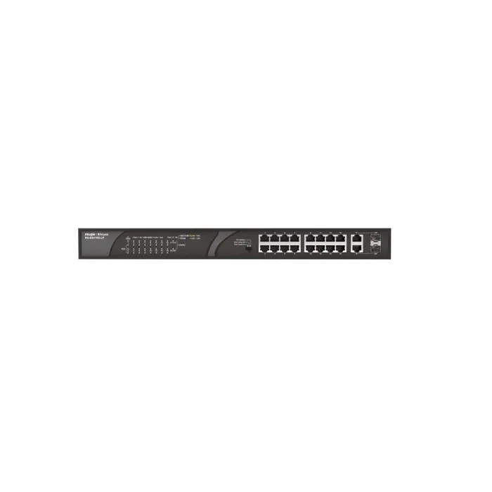Ruijie Reyee ES118S-LP 18-Port Yönetilemez PoE Switch (16 PoE + 2 Gigabit Uplink)