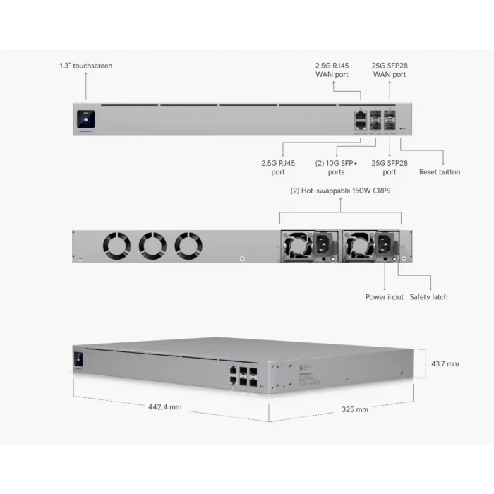 Ubiquiti EFG Enterprise Fortress Gateway 500+ UniFi Cihazı , 5000+ Client Router Firewall Controller