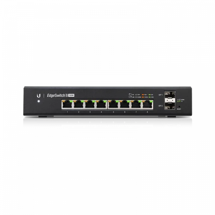 Ubiquiti ES 8 150W , 8 Adet PoE+ , 2 Adet 1G SFP , Edge Serisi Yönetilebilir Switch