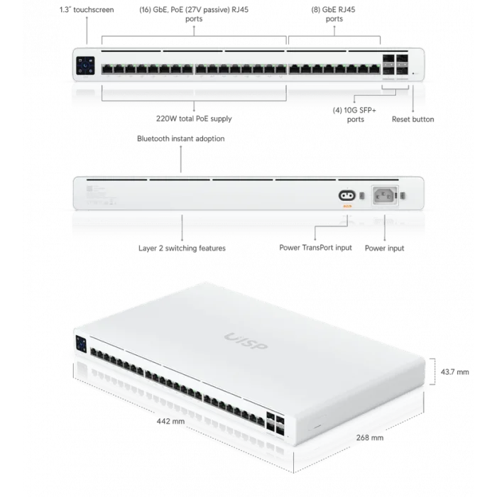 Ubiquiti UISP Switch Pro | 26-Port Layer 3 Pasif PoE WISP Switch