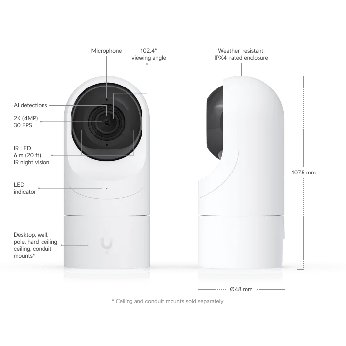 Ubiquiti UniFi Protect G5 Flex Kamera | 4 MP 2K HD, Çok Yönlü PoE Güvenlik Kamerası