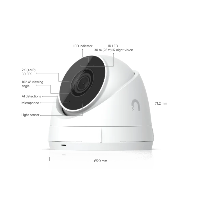 Ubiquiti UniFi Protect G5 Turret Ultra Kamera | 2K HD, İç/Dış Mekan PoE Güvenlik Kamerası