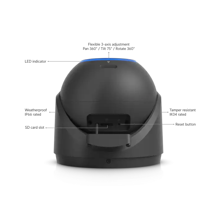 Ubiquiti UniFi Protect G6 Pro Turret Kamera - 4K AI, 2.36x Optik Zoom (Siyah)