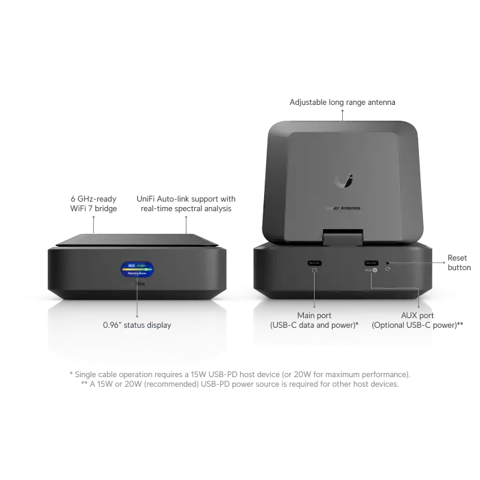 Ubiquiti UniFi AirWire (U-AirWire) - STR MLO Wi-Fi 7 Multi-Gigabit Wi-Fi İstemci Adaptörü