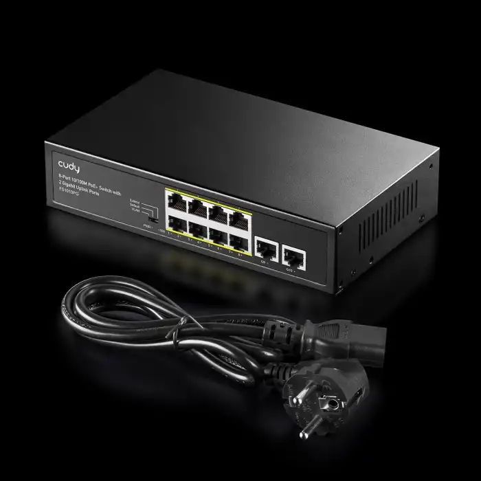 Cudy FS1010PG , 8 Port Megabit PoE+ , 2 Port Gigabit Uplink Port